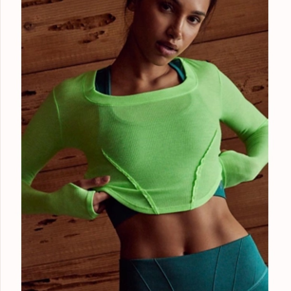 Free People Mind Over Matter Long-Sleeve Lime Zest